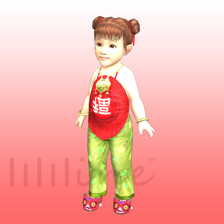 中国福娃3D模型人物女孩